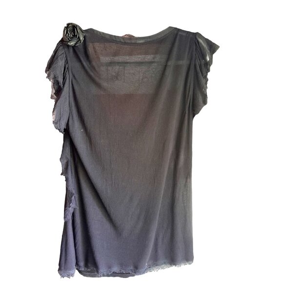 Valentino Couture Elegant Romantic Evening Tulle Flutter Sleeve Flowy XL Top - Picture 10 of 15